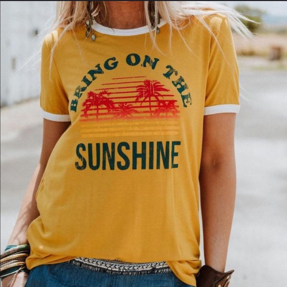 🌙🌙🌙Mustard Ringer Tee - Picture 2 of 5